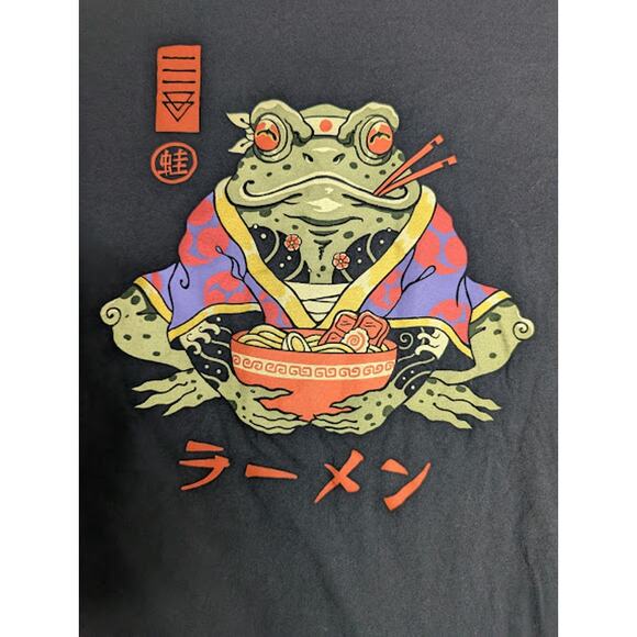 THREADLESS BRAND Japanese Ramen Frog Print Casual T-Shirt Vincent Trinidad Sz M - Picture 2 of 4